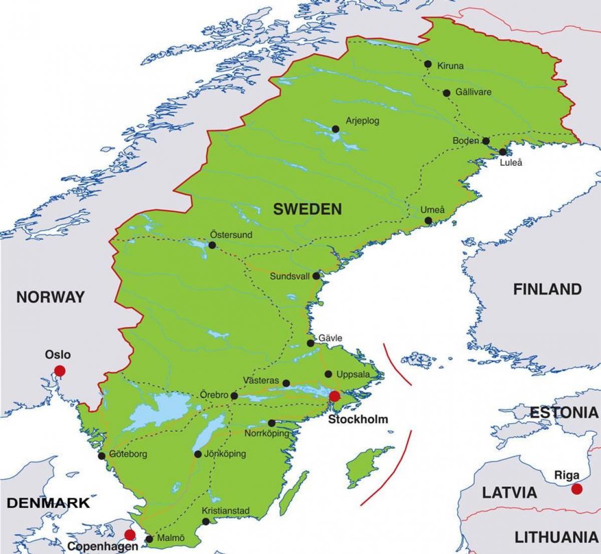 ibu kota Swedia peta