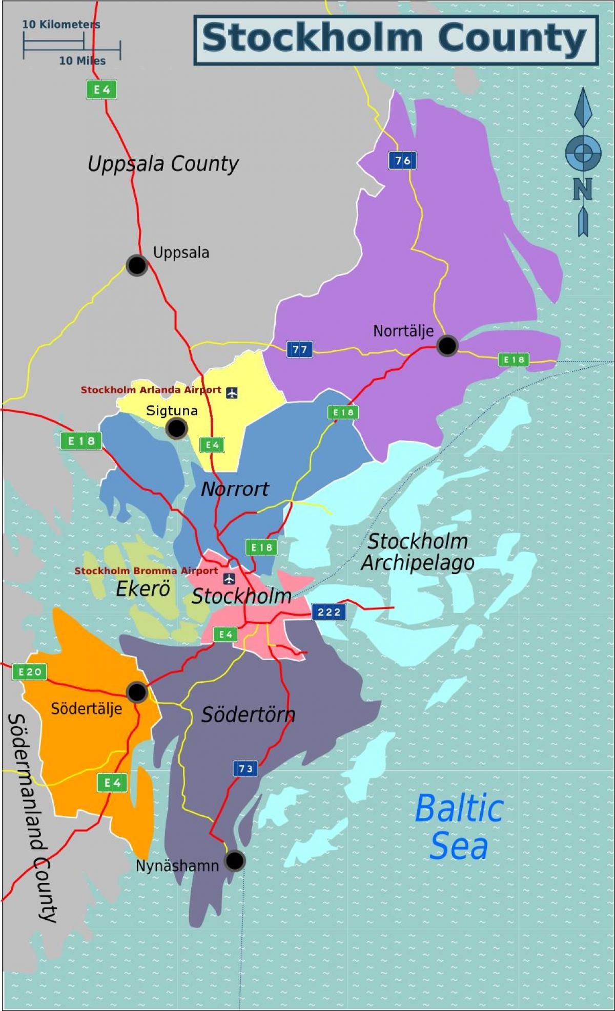 peta dari pinggiran kota Stockholm