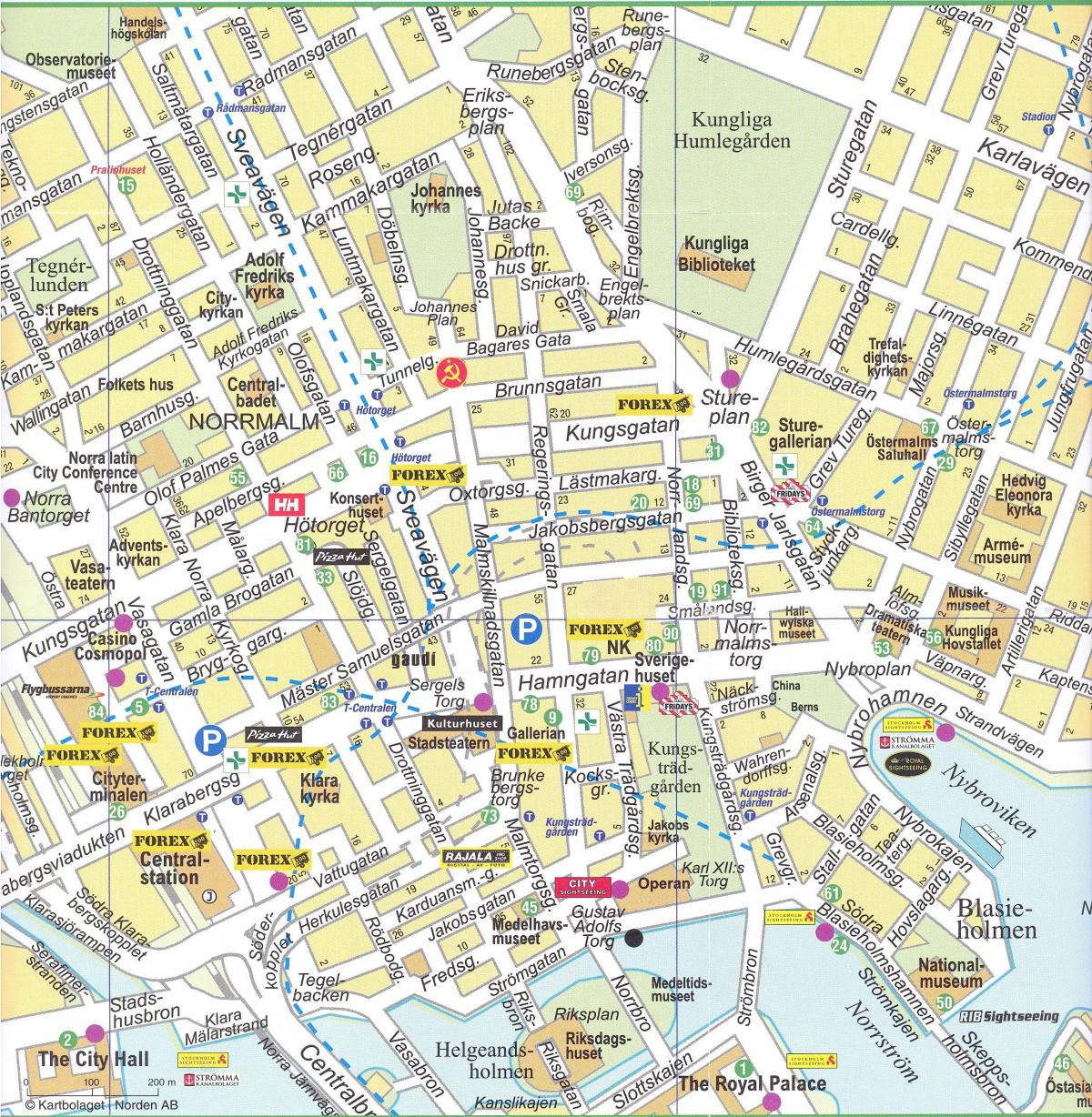 peta dari pusat kota Stockholm