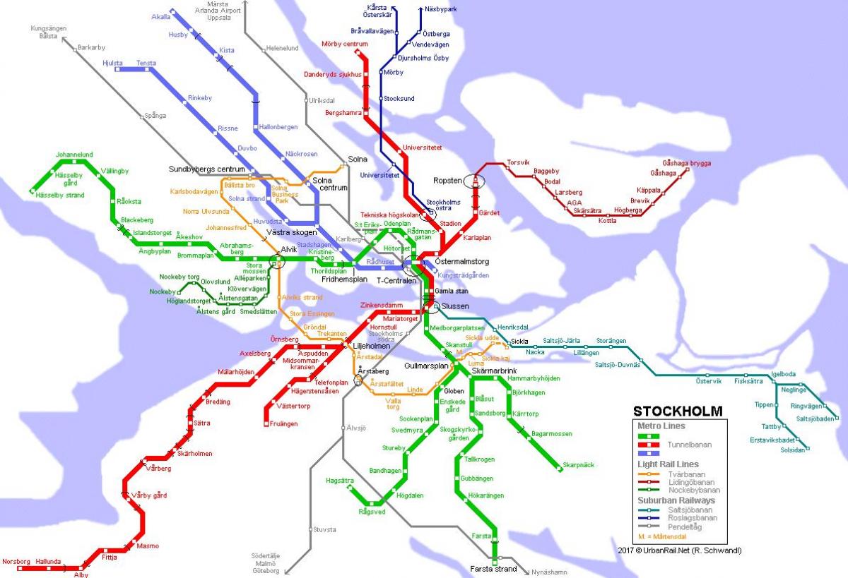 peta kereta bawah tanah Stockholm
