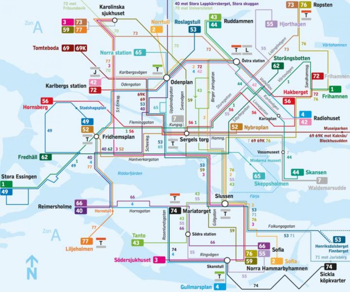 Stockholm jalur bus peta